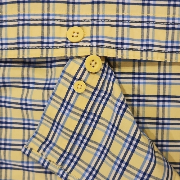 WORLD Wide Sportsman Blue & Yellow Plaid Button-Up Shirt - Picture 9 of 11